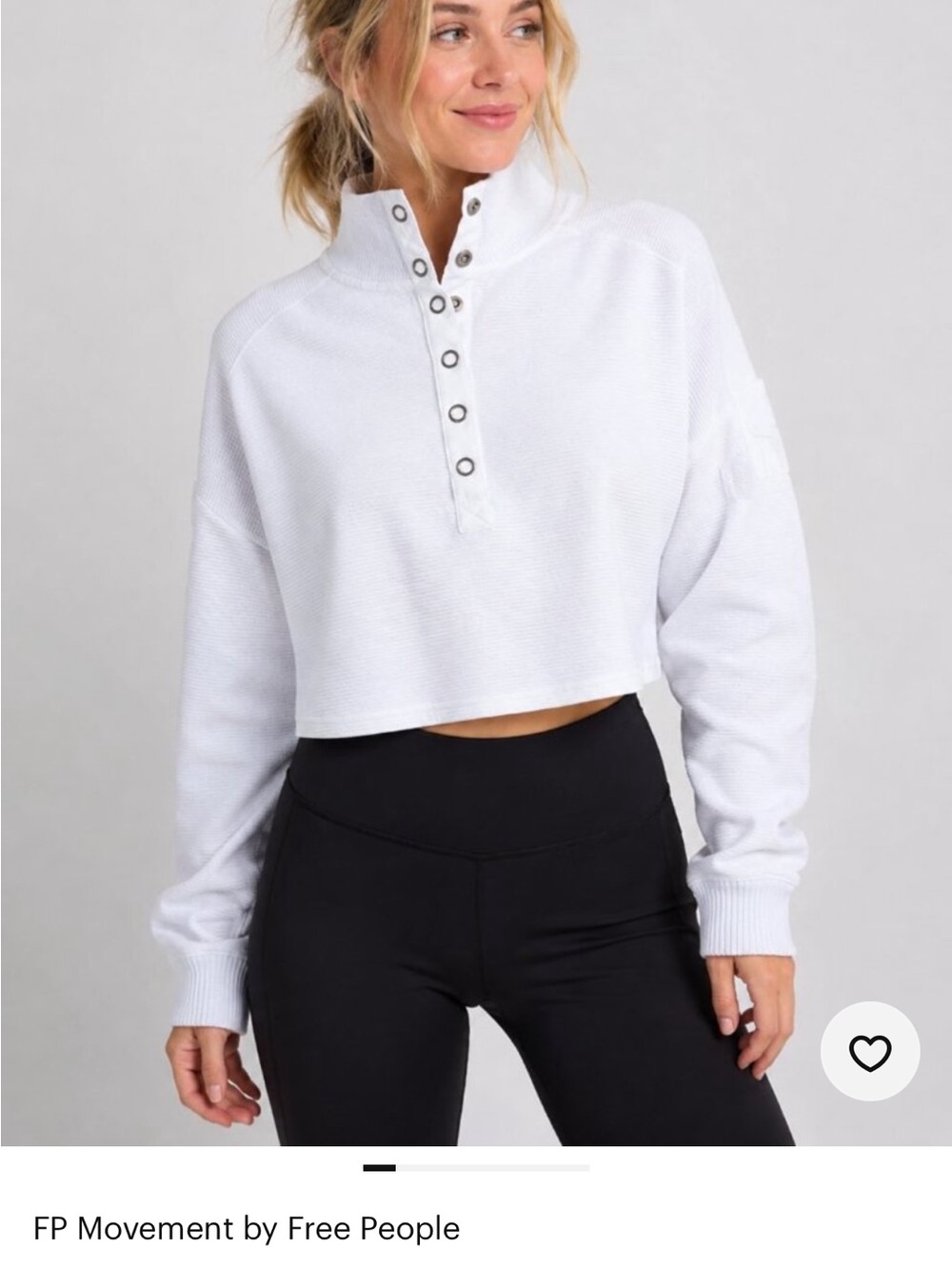 FP Movement by Free People Cropped Snap-Front Pullover - White